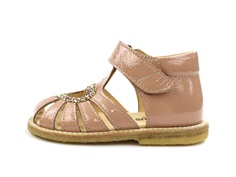 Angulus dark peach sandal med hjerte, multi glitter og lak